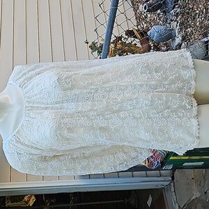 Linea Domani nylon ivory lace long sleeves blouse size Small
